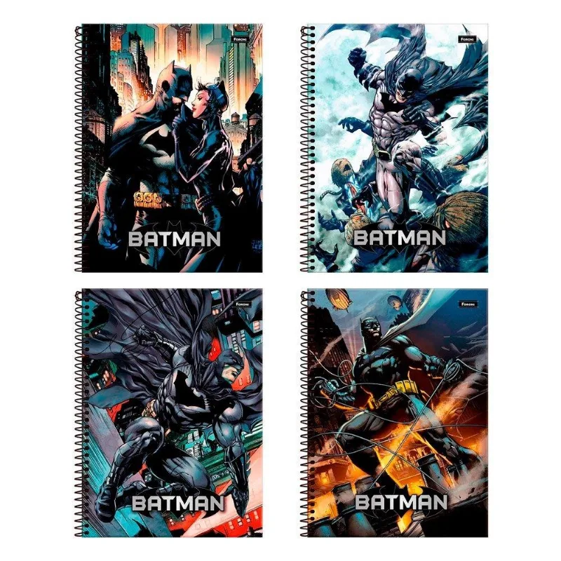 Caderno Espiral Foroni Universitário Capa Dura Batman 15 Matérias 240 Folhas - Embalagem Com 2 Unidades