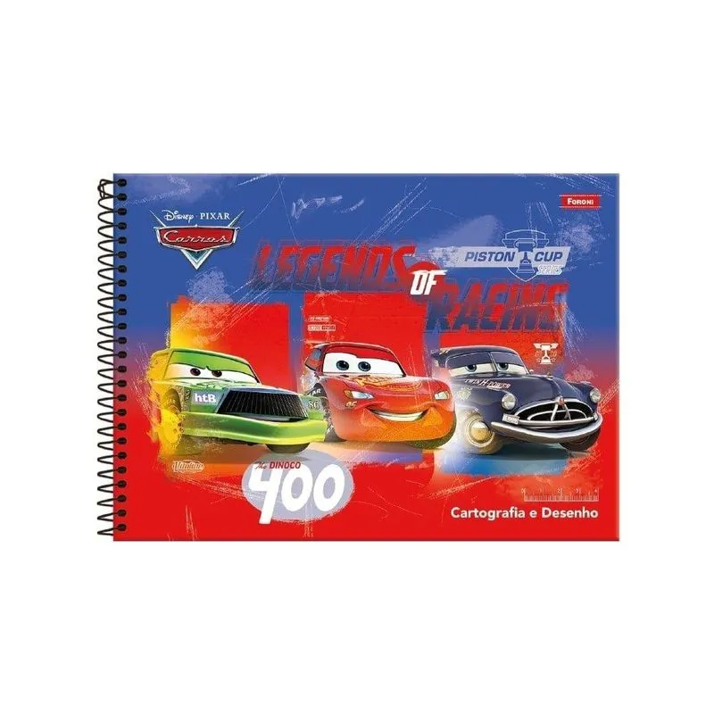 Caderno Cartografia Espiral Foroni Capa Dura Carros Sem Seda 80 Folhas - Embalagem Com 5 Unidades