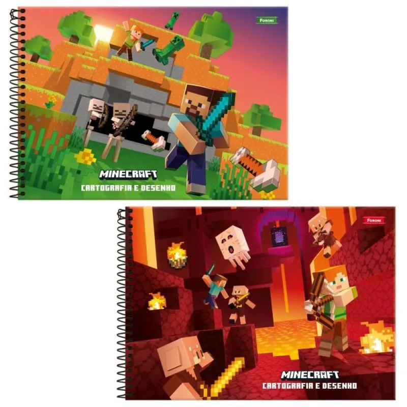 Caderno Desenho UNIV Capa Dura Minecraft 80FLS.