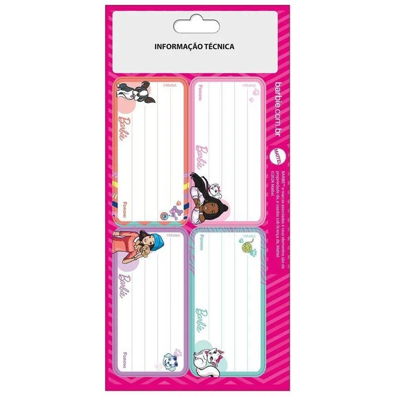 Etiqueta Escolar Adesiva Barbie Foroni - c- 8und