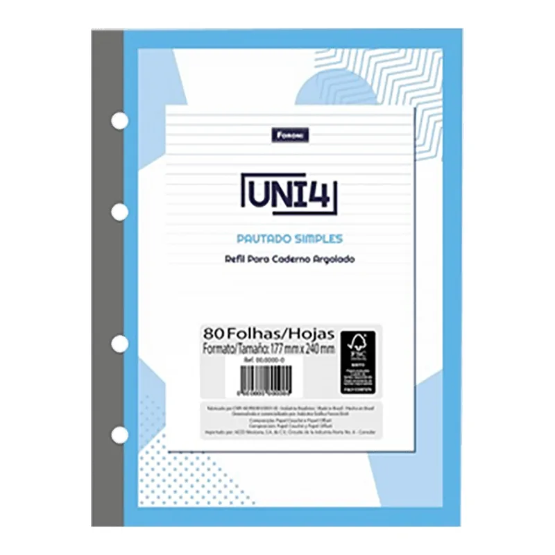 Caderno Universitário Foroni Foroflex Refil com 80 Folhas