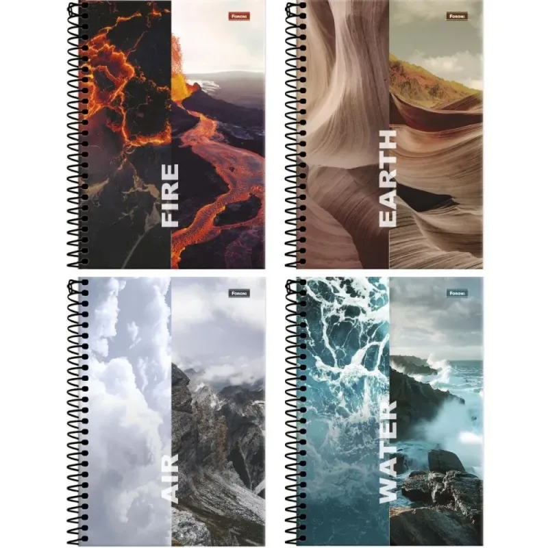 Caderno Espiral 1/4 Capa Dura 4 Elementos 160FLS.
