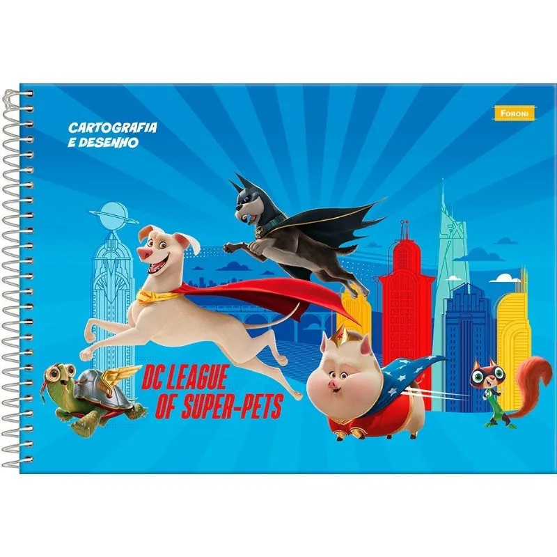 Caderno Cartografia Foroni Capa Dura Super Pets 80 Folhas - Embalagem Com 4 Unidades