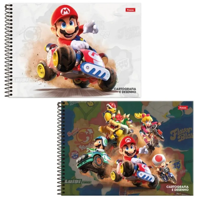Caderno Desenho UNIV Capa Dura Super Mario BROS 80FLS.