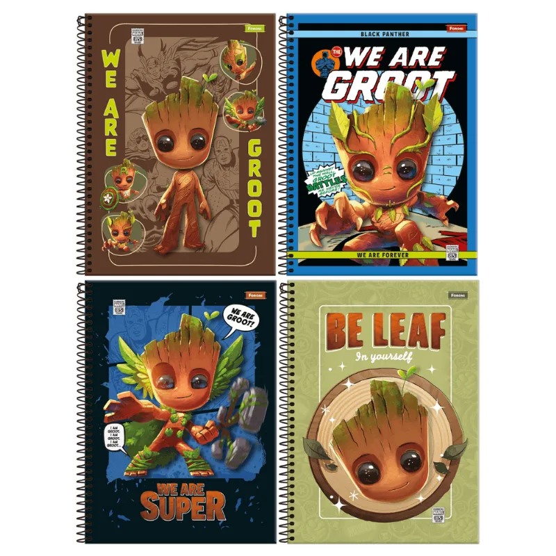 Caderno Espiral Capa Dura 10x1 - 160 Folhas - Groot - Foroni