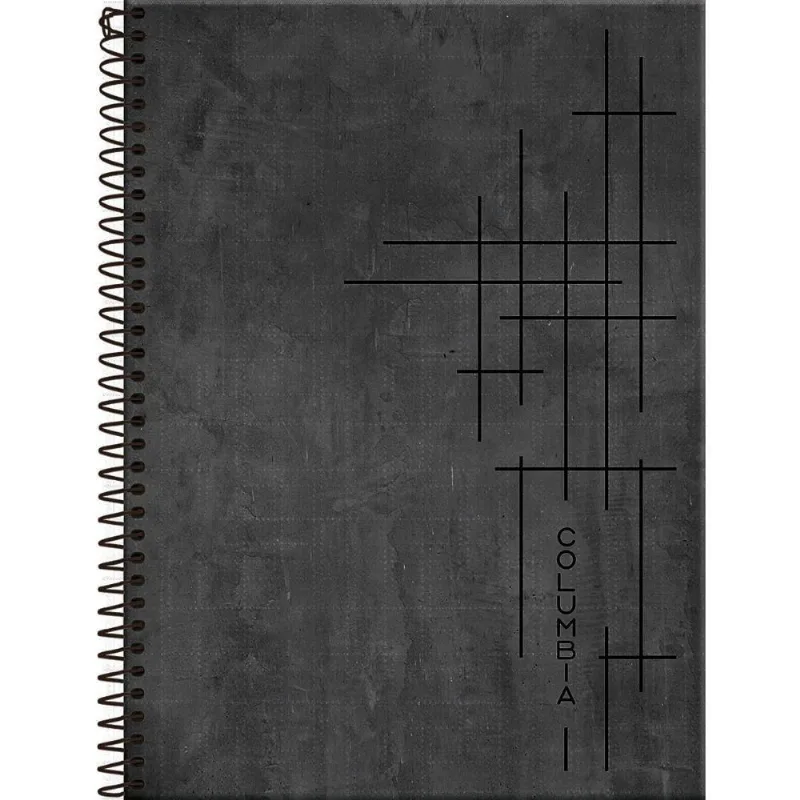 Caderno Espiral Capa Dura Universitário 10 Matérias Columbia 80 Folhas Foroni Preto
