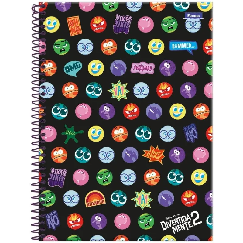 Caderno Espiral Universitário Foroni Capa Dura Divertidamente 160 Folhas - Embalagem Com 4 Unidades (sortidos)