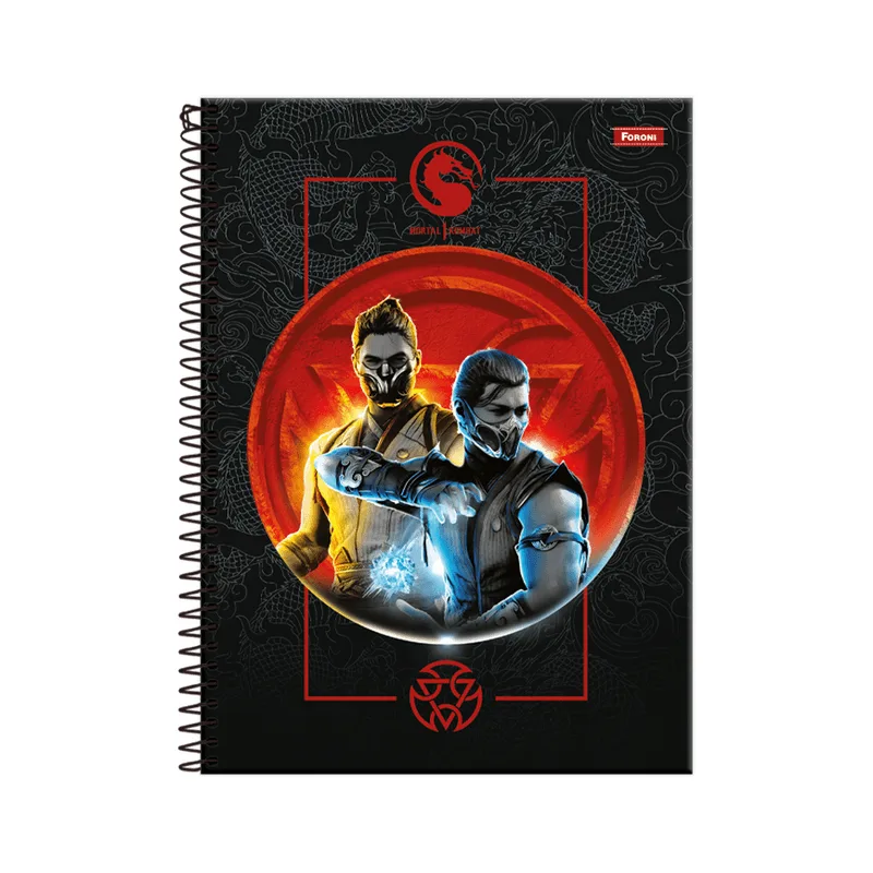 Caderno Universitário Foroni Mortal Kombat Capa Dura 10 Matérias Com 160 Folhas