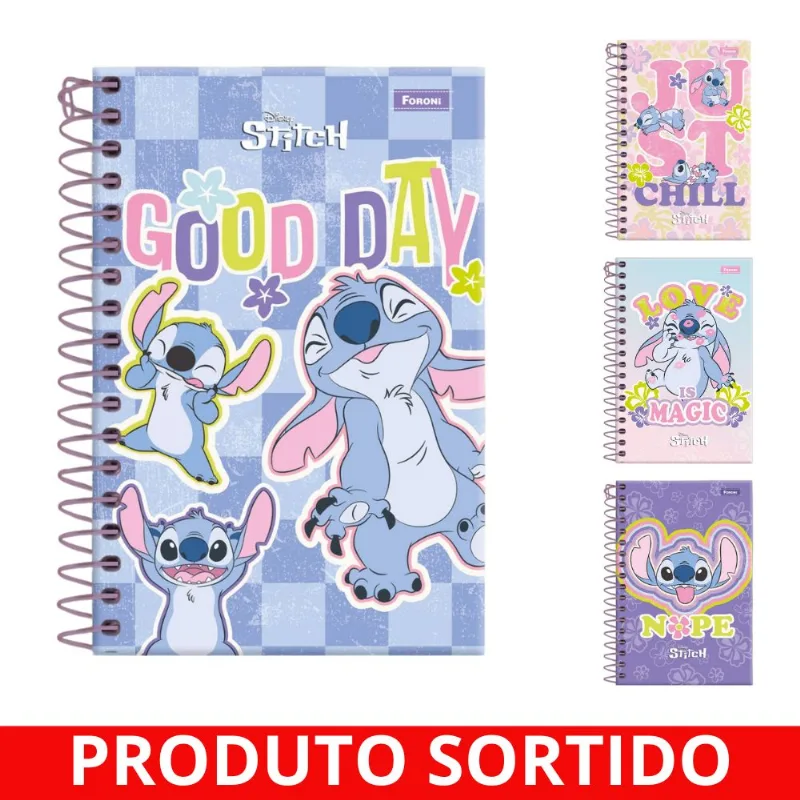 Caderneta 1/8 96 Folhas Capa Dura Stitch 6418 Foroni - UN