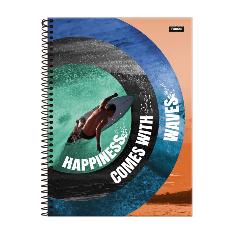 Caderno Universitário Foroni Freewave Capa Dura 10 Matérias Com 160 Folhas