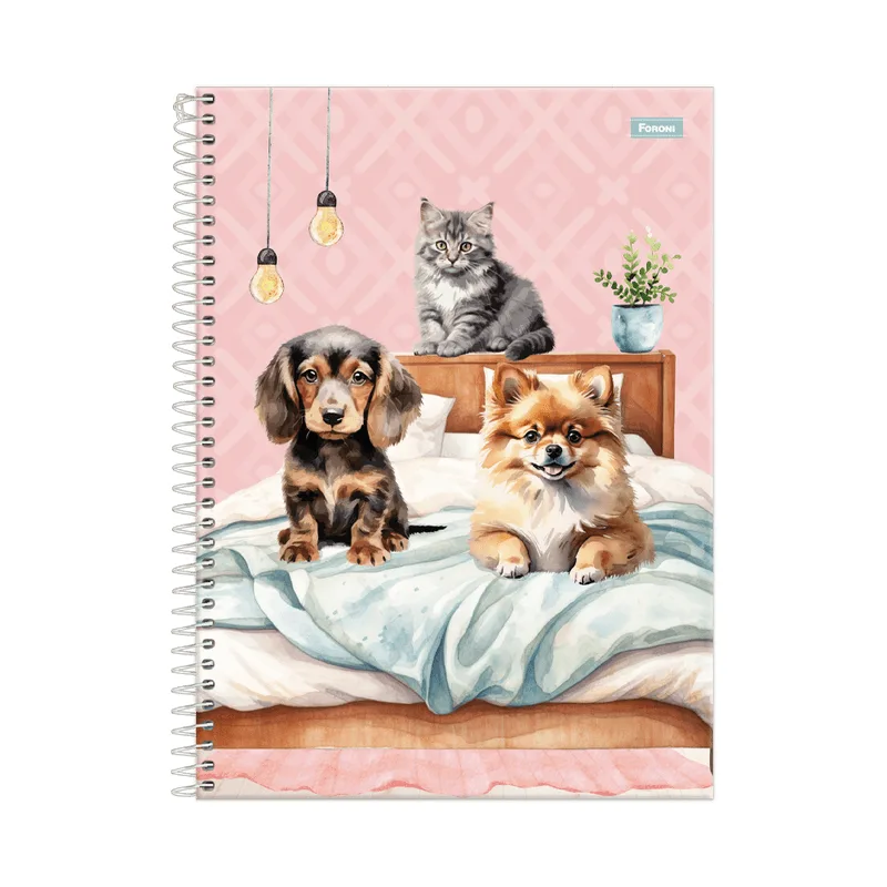 Caderno Universitário Foroni Furfriends Capa Dura 01 Matéria com 80 Folhas