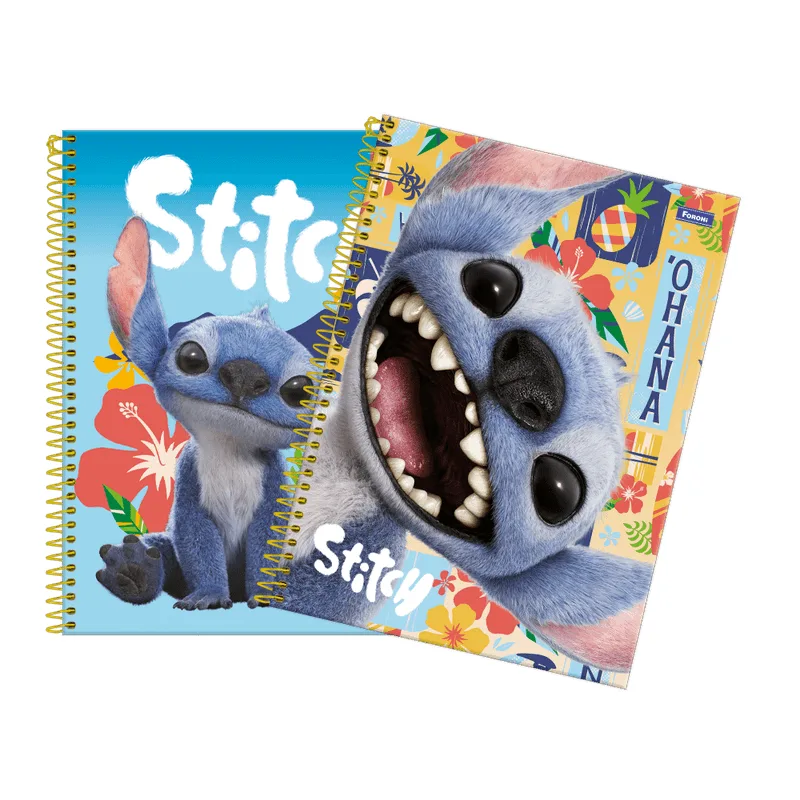 Caderno Universitário Foroni Stitch Capa Dura 01 Matéria com 80 Folhas