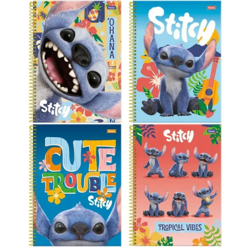 Caderno 10X1 Capa Dura STITCH Movie 160F PCT.C/04