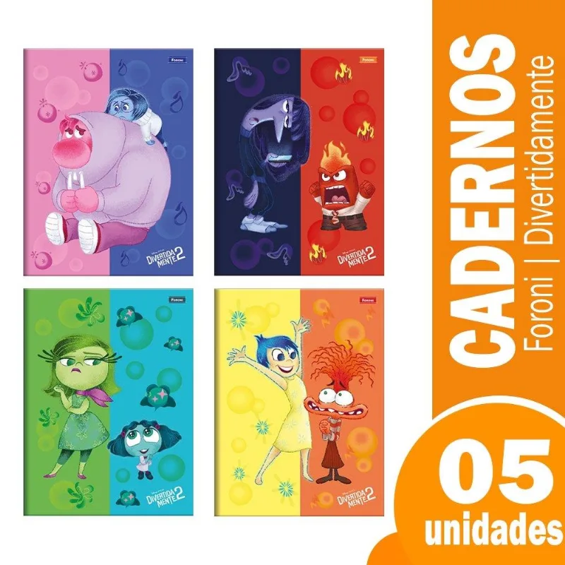 Caderno Costurado 1/4 Costurado Dura Foroni Divertidamente 5x80fls