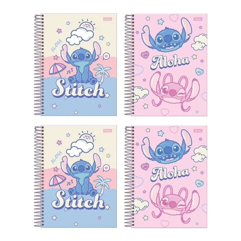 Caderno Foroni Capa Dura Papel Carta Stitch 80 Folhas - Embalagem Com 4 Unidades