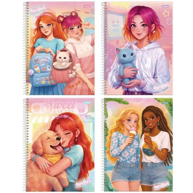 Caderno 10X1 Capa Dura Besties 160FLS. PCT.C/04