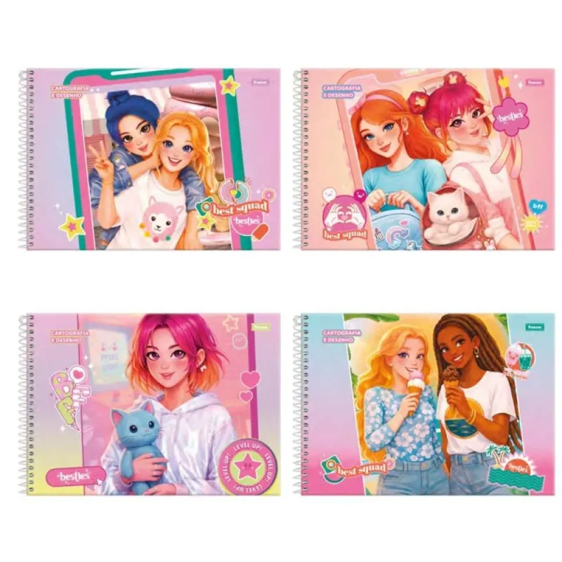 Caderno Desenho UNIV Capa Dura Besties 80FLS. PCT.C/05