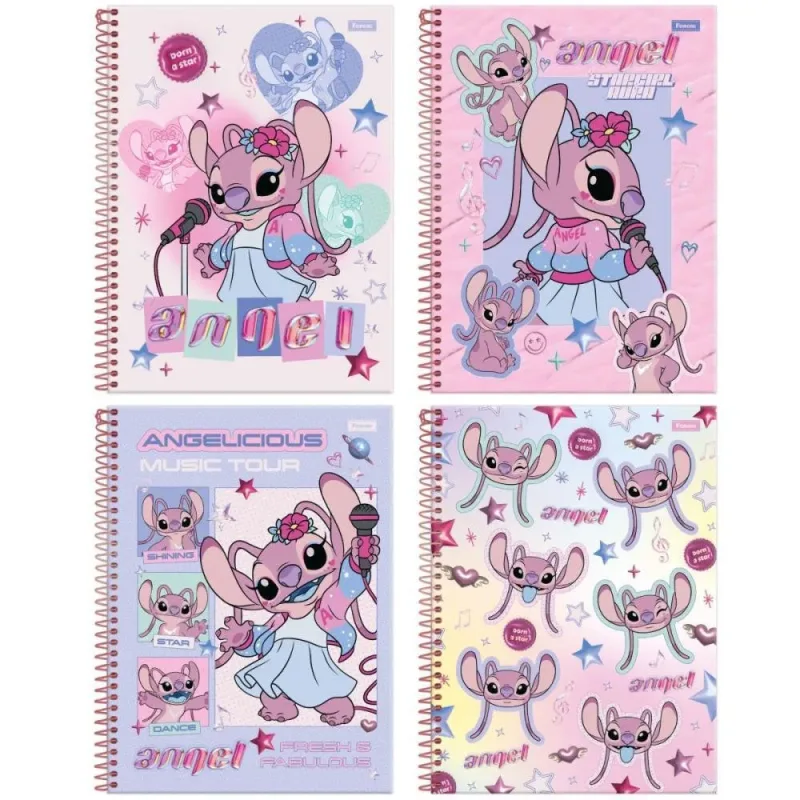 Caderno 01X1 Capa Dura STITCH ANGEL 80FLS PCT.C/04