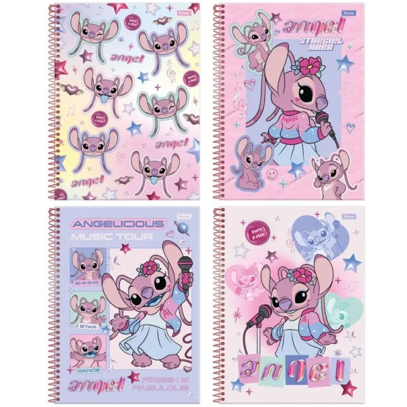 Caderno 10X1 Capa Dura STITCH ANGEL 160FLS PCT.C/04