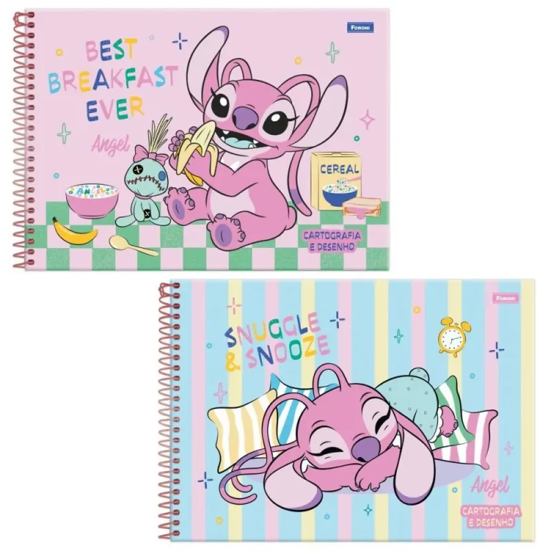 Caderno Desenho UNIV Capa Dura STITCH ANGEL 80FLS PCT.C/05