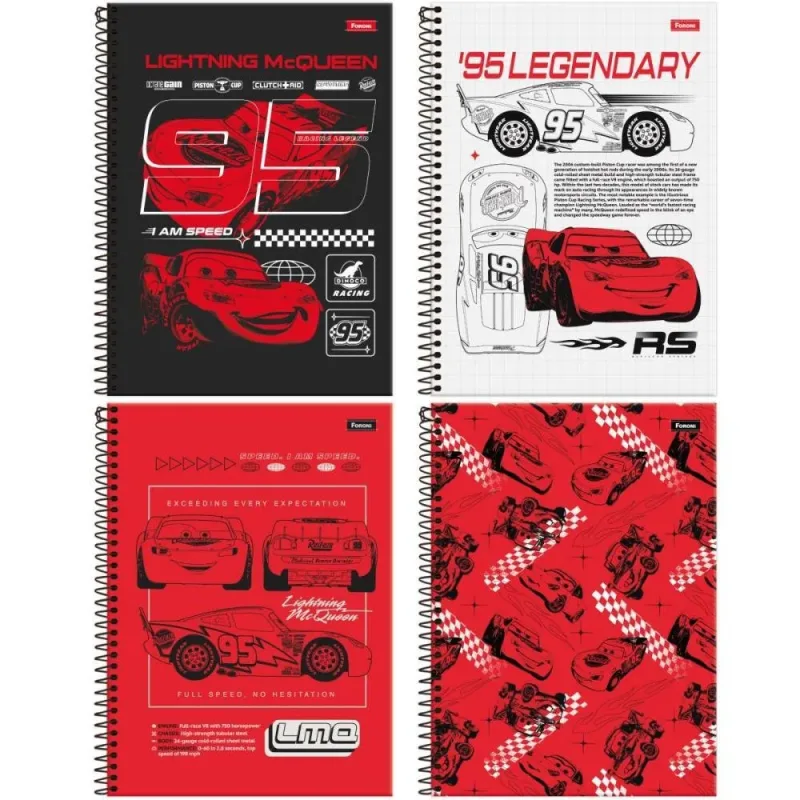 Caderno 01X1 Capa Dura CARS 80FLS PCT.C/04