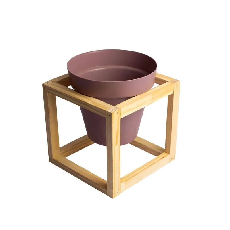 Suporte Pinus Com Vaso Lilás 19cm X 19cm
