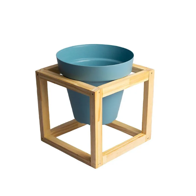 Suporte Pinus Com Vaso Azul 19cm X 19cm