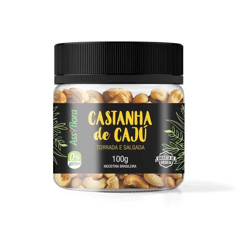 Assiflora Sementes Nuts Castanha Caju Torrada E Salgada Pote 100 G