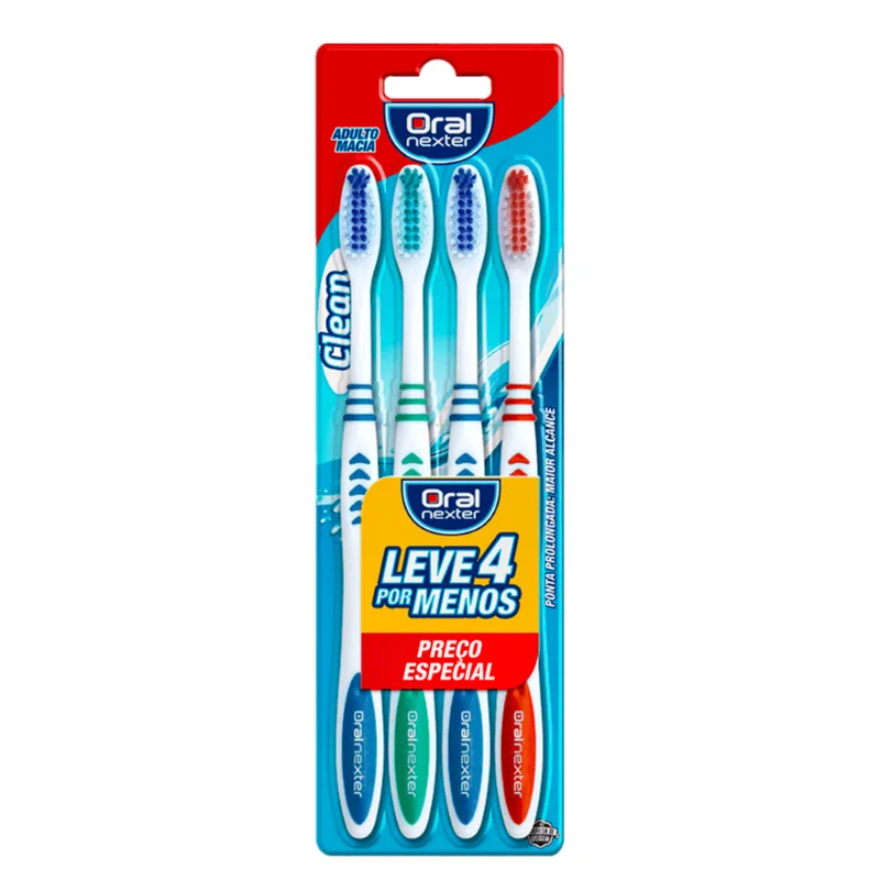 Escova Dental Oral Nexter Clean Macia 4 Unidades