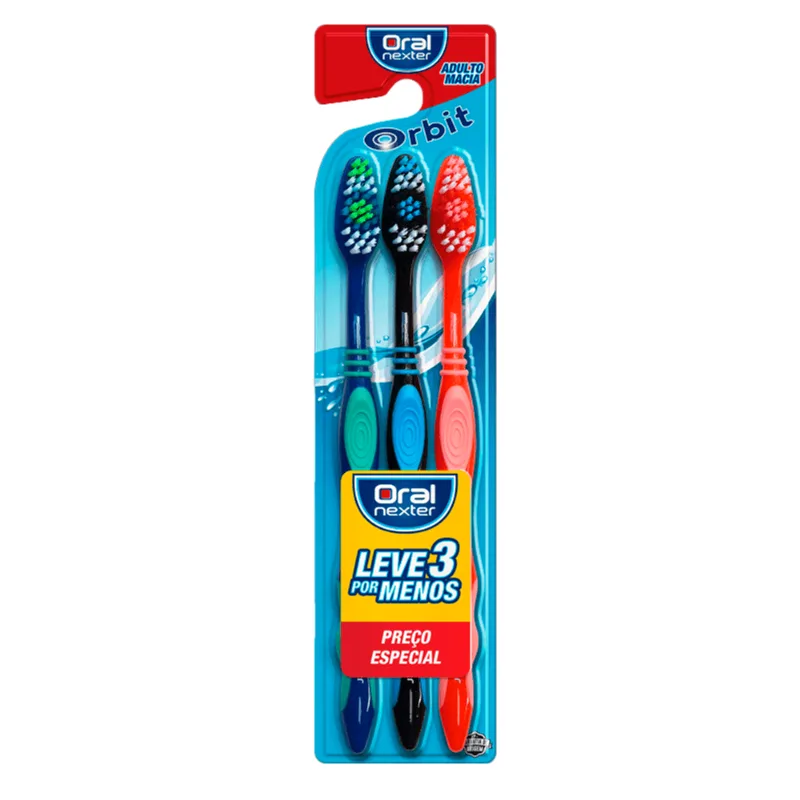 Escova Dental Oral Nexter Orbit Macia 3 Unidades