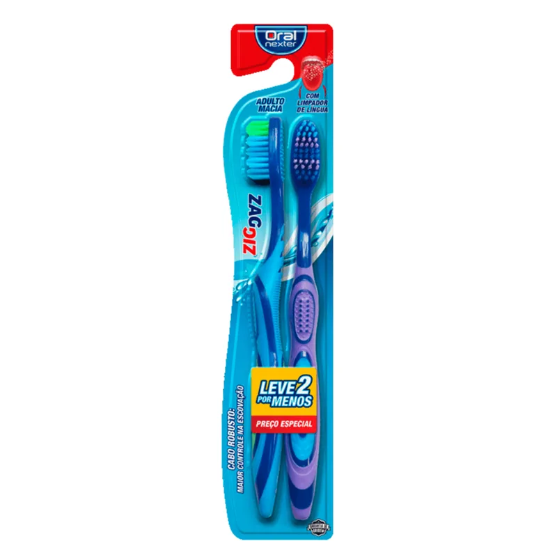 Escova Dental Oral Nexter Zig Zag Macia 2 Unidades