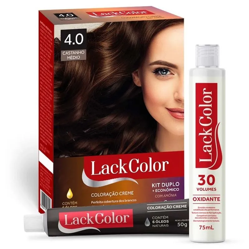 Tintura Lack Color Kit 4.0 Castanho Médio 2 Unidades