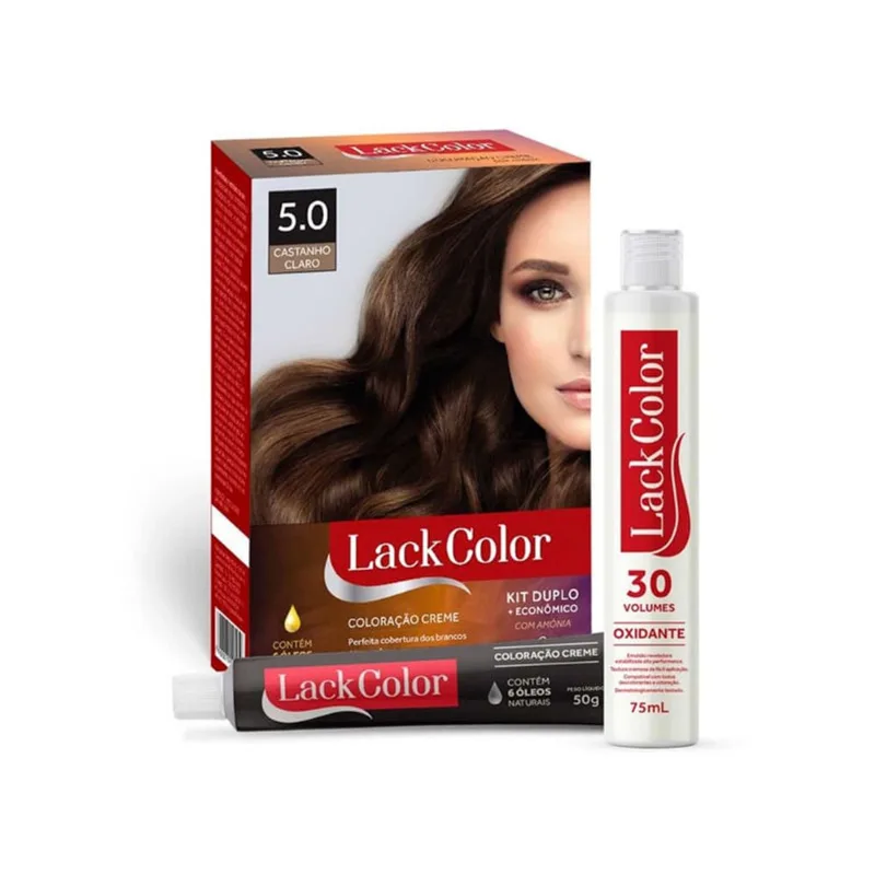 Kit Duplo Tintura Lack Color Creme 5.0 Castanho Claro