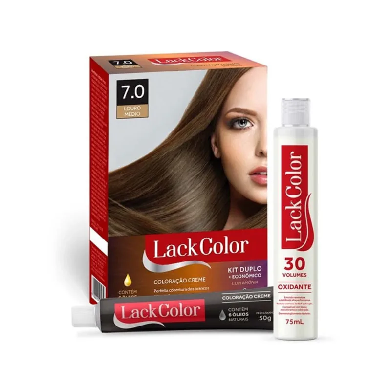 Kit Duplo Tintura Lack Color Creme 7.0 Louro Médio