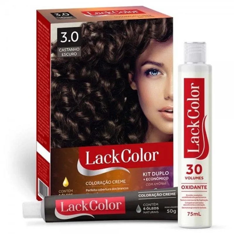 Tintura Lack Color Kit 3.0 Castanho Escuro 2 Unidades
