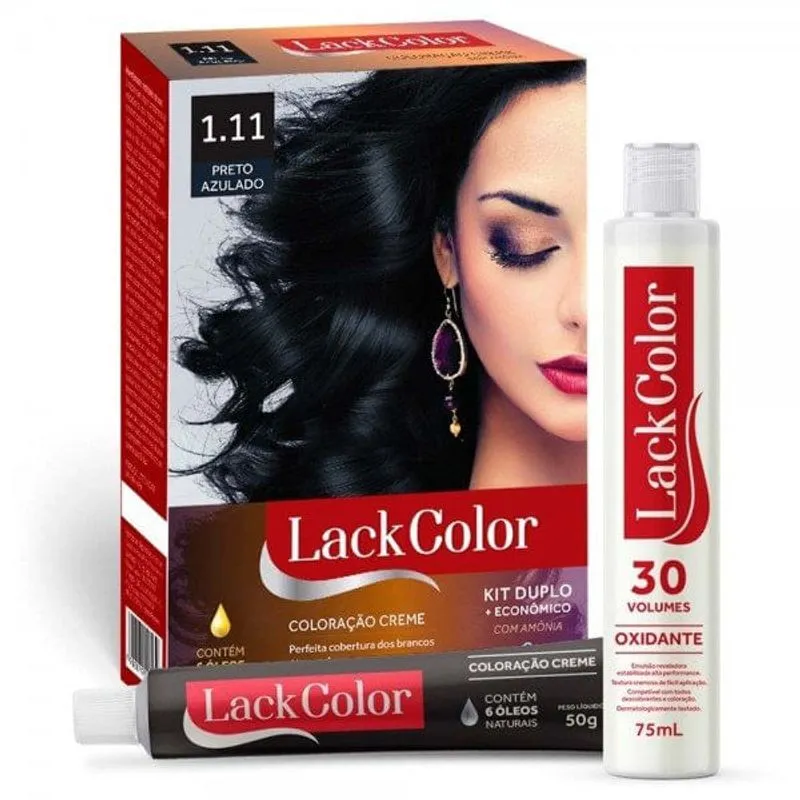 Tintura Lack Color Kit 1.11 Preto Azulado 2 Unidades
