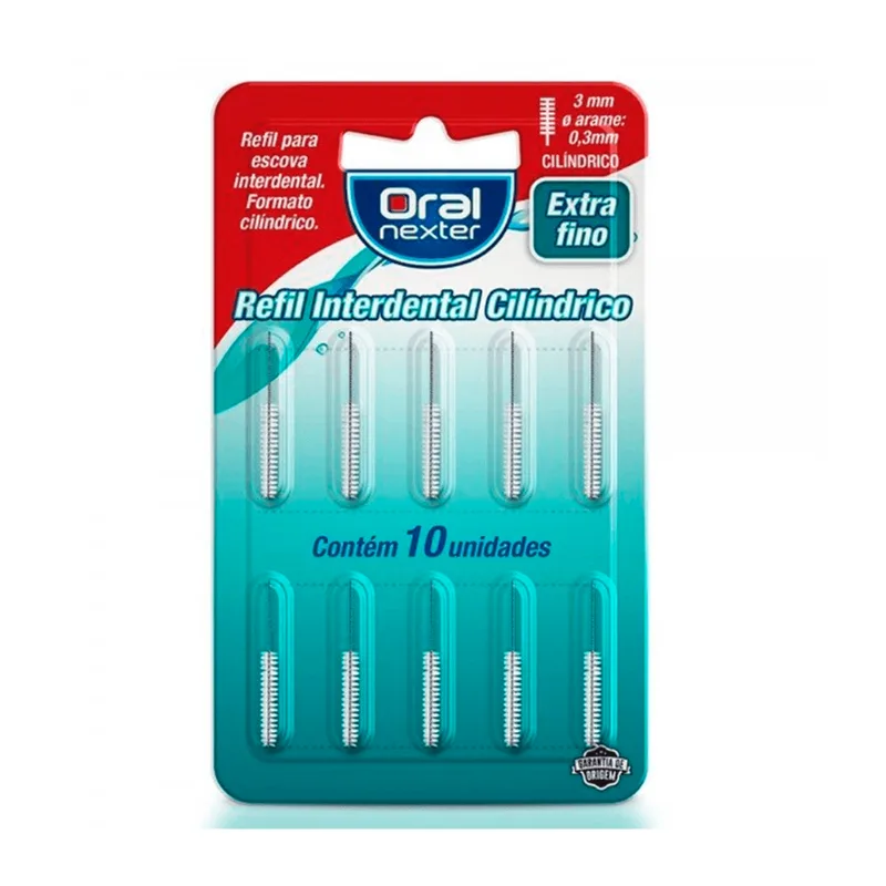 Refil Interdental Cilíndrico Oral Nexter Extra Fino 10 Unidades