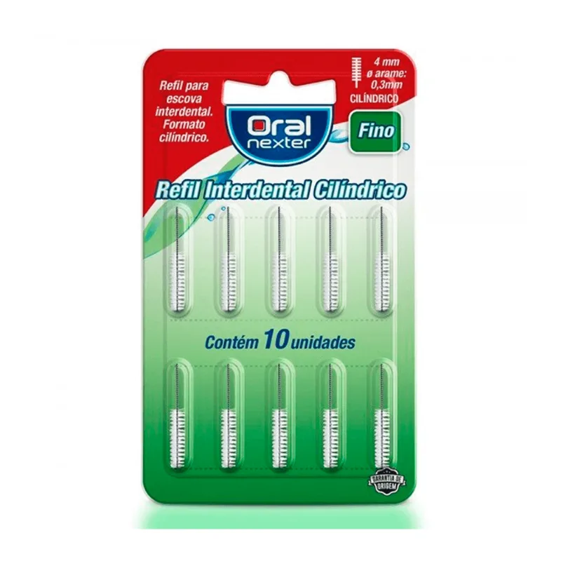 Refil Interdental Oral Nexter Cilíndrico Fino 10 Unidades