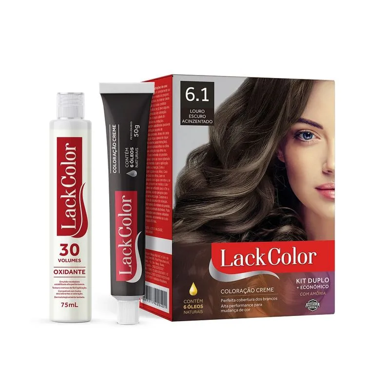 Tintura Lack Color Kit 6.1 Loiro Escuro Acinzentado 6 Oléos Naturais