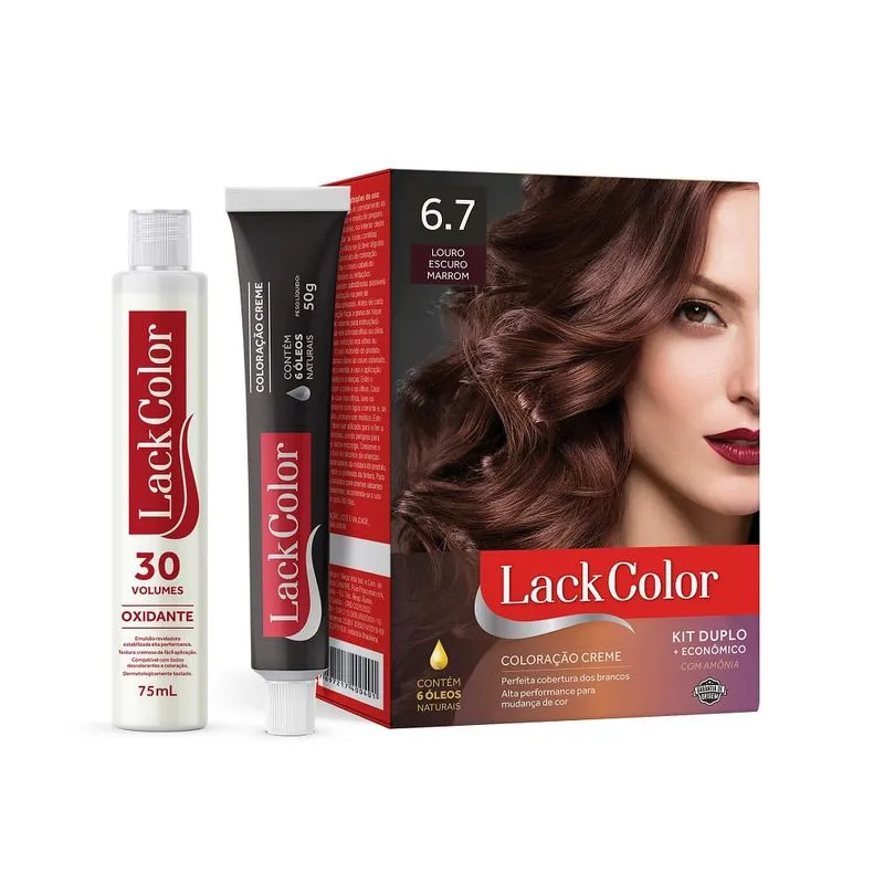 Tintura Lack Color Kit 6.7 Loiro Escuro Marrom 6 Oléos Naturais