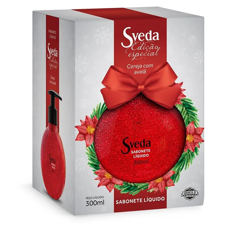Sveda Sabonete Liquido Cereja Com Avela Edicao Especial Bola De Natal 300 Ml