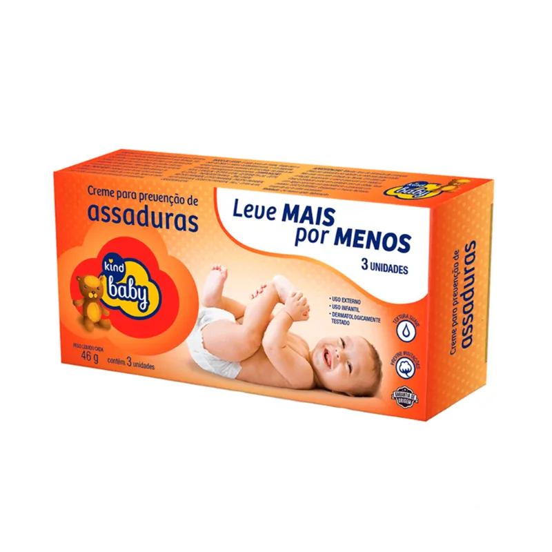 Creme Para Prevenção De Assaduras Kind Baby 3 Unidades 46g