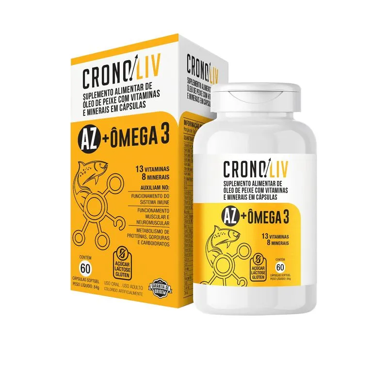 Suplemento Alimentar Cronoliv AZ + Ômega 3 60 Cápsulas Softgel