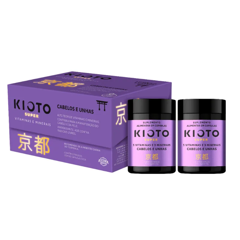 Suplemento Alimentar Kioto Super Cabelos e Unhas 60 Cápsulas