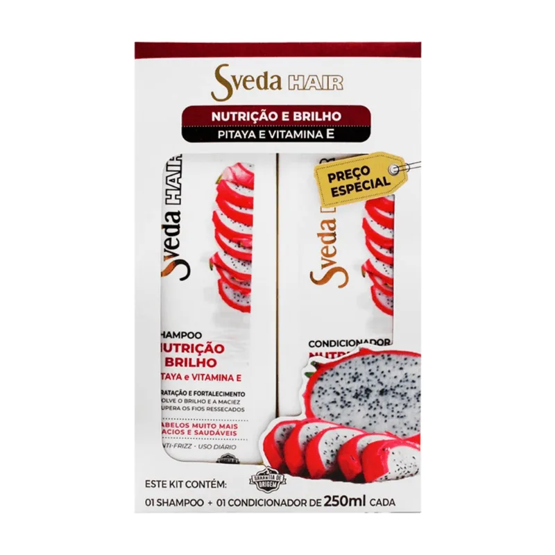Kit Sveda Hair Nutrição e Brilho Pitaya e Vitamina E Shampoo 250ml + Condicionador 250ml