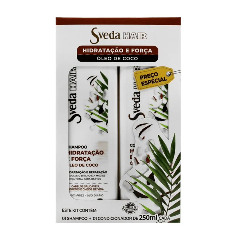 Kit Sveda Hair Hidratação e Força Óleo de Côco Shampoo 250ml + Condicionador 250ml