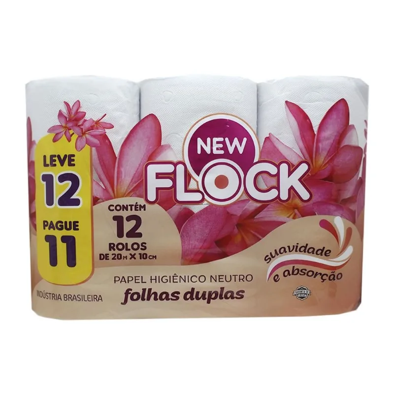 Papel Higiênico New Flock 20 Metros 12 Unidades