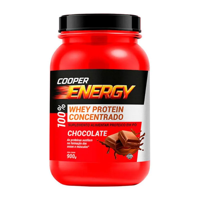Suplemento Alimentar Cooper Energy Whey Protein Concentrado 100% Sabor Chocolate 900g