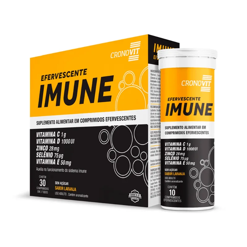 Suplemento Alimentar Cronovit Imune Sabor Laranja 30 Comprimidos Efervescentes