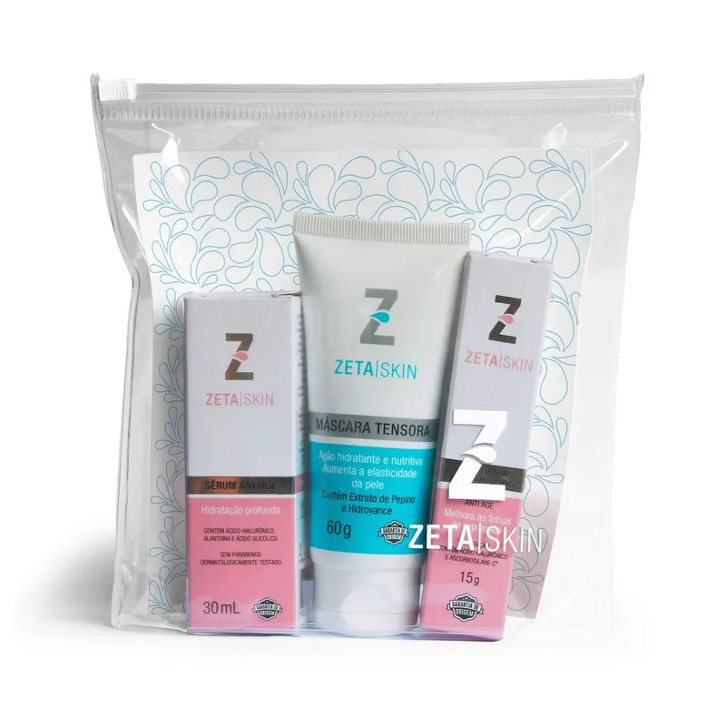 Kit Zeta Skin Máscara Facial Tensora 60g+creme Para Olhos 15g+sérum Anti Age 30ml
